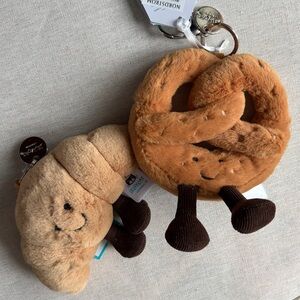 Jellycat Amuseables Pretzel Bag Charm keychain and /or Croissant Bag Charm